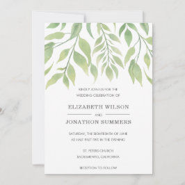 Eenvoudige rustieke groen elegante bruiloft kaart