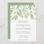 Eenvoudige rustieke groen elegante bruiloft kaart (Voorkant / Achterkant)