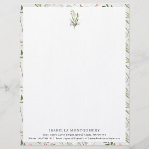 Eenvoudige Rustieke Groene Elementen Monogram Br Briefhoofd