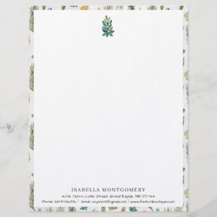 Eenvoudige Rustieke Groene Elementen Monogram Br Briefhoofd