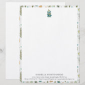 Eenvoudige Rustieke Groene Elementen | Monogram Br Briefhoofd (Voorkant / Achterkant)