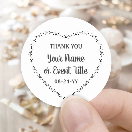 Eenvoudige rustieke hart bloemenkrans land bruilof ronde sticker