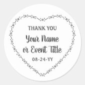 Eenvoudige rustieke hart bloemenkrans land bruilof ronde sticker (Voorkant)