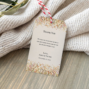 Eenvoudige rustieke Herfst Beige bruiloft Dank u Cadeaulabel