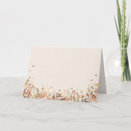 Eenvoudige rustieke Herfst Beige bruiloft dank u k Bedankkaart (Achterkant)