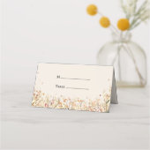 Eenvoudige rustieke Herfst Beige bruiloft gevouwen Plaatskaartje (Voorkant)