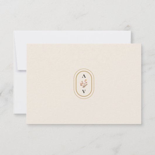 Eenvoudige rustieke Herfst Beige bruiloft Monogram RSVP Kaartje (Achterkant)