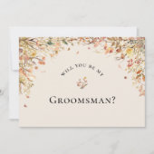 Eenvoudige rustieke Herfst Beige Groomsman Voorste Kaart (Voorkant)