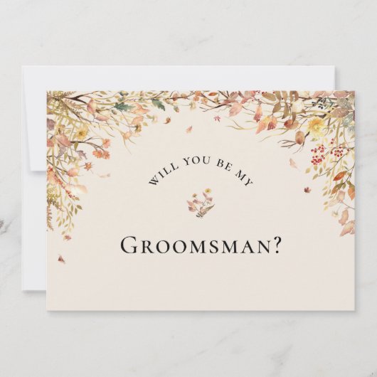 Eenvoudige rustieke Herfst Beige Groomsman Voorste Kaart (Voorkant)