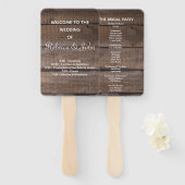 Eenvoudige rustieke hout bruiloft programma hand f handwaaier (Voorkant en achterkant)