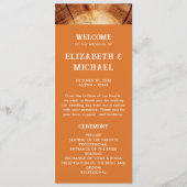 Eenvoudige rustieke hout gesneden plak bruiloft br programmakaart (Voorkant)