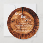 Eenvoudige Rustieke Houten Boomstam Bruiloft Save The Date (Voorkant)