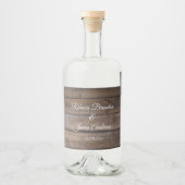 Eenvoudige rustieke houten bruiloft verlovingsfees likeurfles etiket (Voorkant)