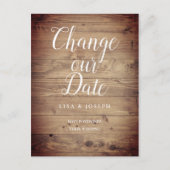 Eenvoudige Rustieke Houten Datumwijziging Uitgeste Aankondigingskaart (Voorkant)