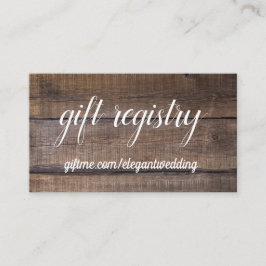 Eenvoudige rustieke houten huwelijksgeschenk Regis Visitekaartje
