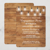 Eenvoudige rustieke houten lichten verlovingsfeest kaart (Voorkant / Achterkant)