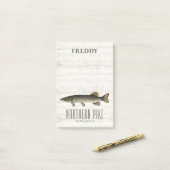 Eenvoudige Rustieke Houten Natuur Visser Snoek Post-it® Notes (Op bureau)