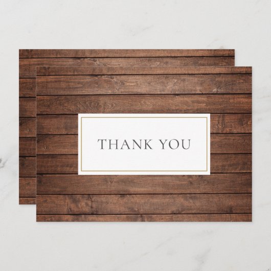 Eenvoudige Rustieke Houten Panelen Bedankkaart (Voorkant / Achterkant)