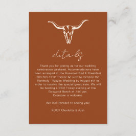 Eenvoudige Rustieke Koeien Schedel Details Envelop Informatiekaartje