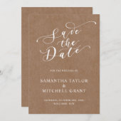 Eenvoudige Rustieke Kraft Achtergrond Bewaar de Da Kaart (Voorkant / Achterkant)