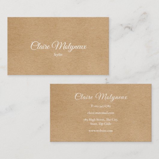 Eenvoudige rustieke Kraft Professional Visitekaartje