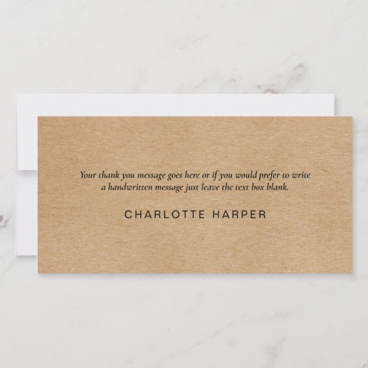 Eenvoudige Rustieke Kraft Script Bedankkaart voor  (Achterkant)