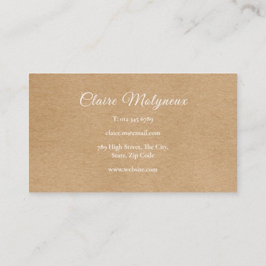 Eenvoudige Rustieke Kraft Zakelijk Visitekaartje (Achterkant)