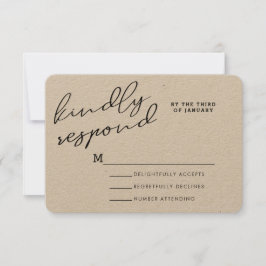 Eenvoudige Rustieke Kraftpapier RSVP Kaarten Kaartje