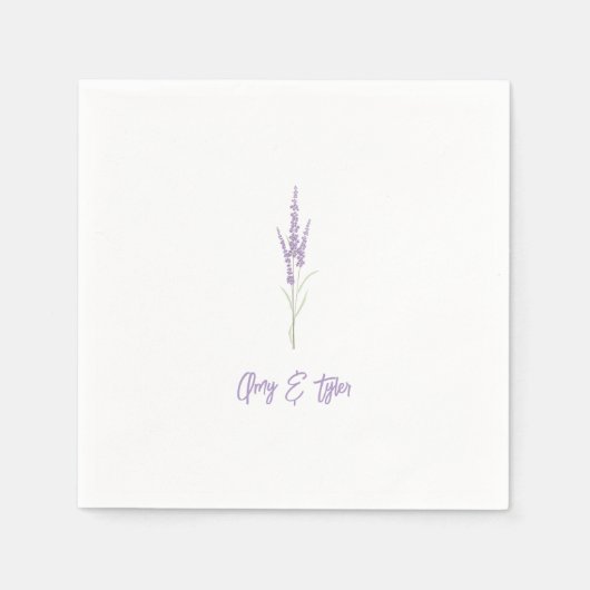Eenvoudige rustieke lavendel gepersonaliseerde bru servet (Voorkant)