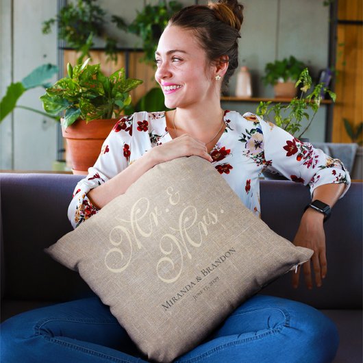 Eenvoudige rustieke linnen katoenen stof country b kussen