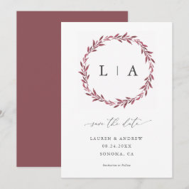Eenvoudige Rustieke Mauve Moderne Groene Save The  Date