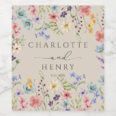 Eenvoudige rustieke moderne wilde bloemen tuin bru wijn etiket (Enkel label)