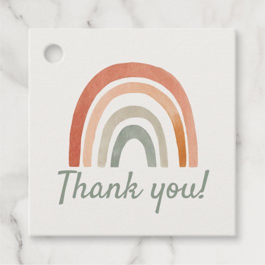 Eenvoudige rustieke regenboog baby shower dank u bedankjes labels (Voorkant)