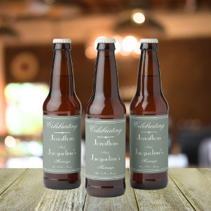 Eenvoudige rustieke salie groen bruiloft chique sc bier etiket