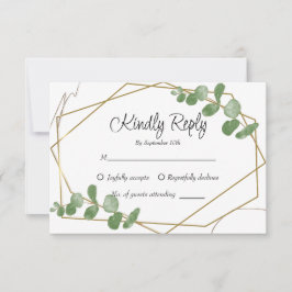 Eenvoudige rustieke salie groen eucalyptus groen RSVP kaartje