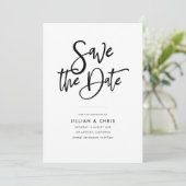 eenvoudige rustieke script save the date kaart (Staand voorkant)