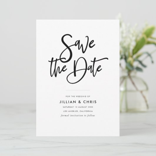 eenvoudige rustieke script save the date kaart (Staand voorkant)