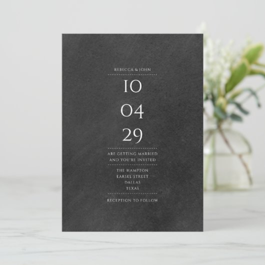 Eenvoudige rustieke speciale datum krijtbord bruil kaart (Staand voorkant)