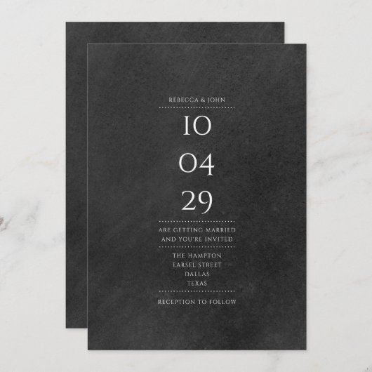 Eenvoudige rustieke speciale datum krijtbord bruil kaart (Voorkant / Achterkant)