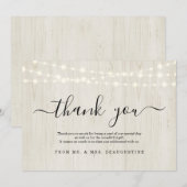 Eenvoudige rustieke sprookjeslichten op licht hout bedankkaart (Voorkant / Achterkant)