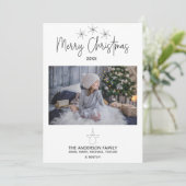 Eenvoudige rustieke ster engel foto vrolijk kerstf feestdagenkaart (Staand voorkant)