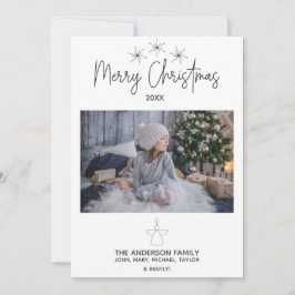 Eenvoudige rustieke ster engel foto vrolijk kerstf feestdagenkaart
