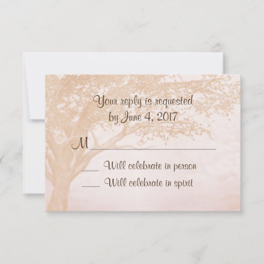 Eenvoudige Rustieke Trouw Uitnodiging met Boom RSV (Voorkant)