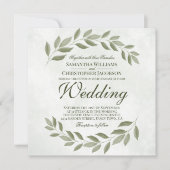 Eenvoudige rustieke tuin bladeren sage groene brui kaart (Voorkant)