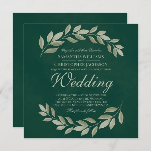 Eenvoudige rustieke tuin bladeren smaragdgroene br kaart (Voorkant / Achterkant)