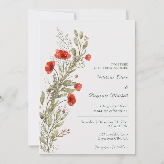 Eenvoudige rustieke Waterverf Floral Boho herfst b Kaart (Voorkant)