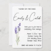 Eenvoudige rustieke Waterverf Lavendel bruiloft Kaart (Voorkant)