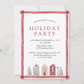 Eenvoudige rustieke Waterverf vakantie feestje roo Kaart (Voorkant)