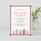 Eenvoudige rustieke Waterverf vakantie feestje roo Kaart (Staand voorkant)