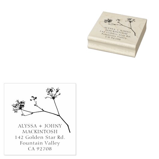 Eenvoudige rustieke wilde bloemen bruiloft retour  rubberstempel (Gestempeld)